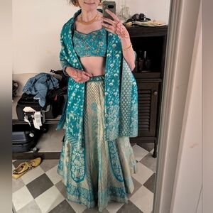 Aqua Banarasi Weave Lehenga Choli